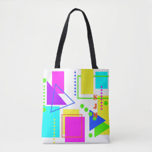 BOLSO DE TELA PATRÓN DE FORMA OCHENTA INICIALES DE NEON MONOGRAM