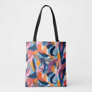 Bolso De Tela Patrón de Formas Abstractas Modernas Vibrantes