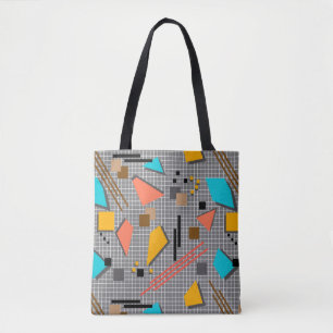 Bolso De Tela Patrón de formas de memphis geométricos sin foco