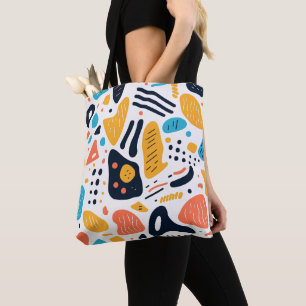 Bolso De Tela Patrón de Formas Orgánicas Abstractas al Estilo Me