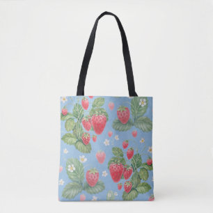 Bolso De Tela Patrón de fresa acuarela