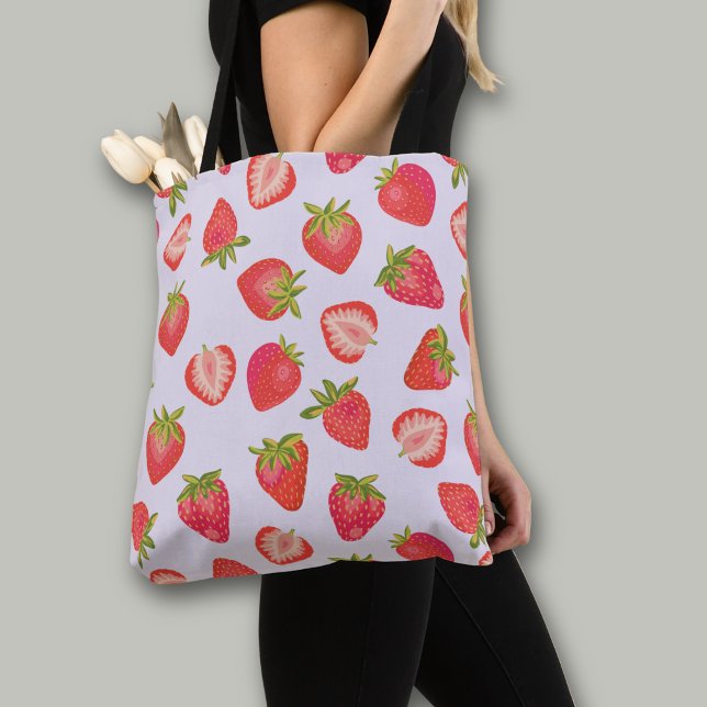 Bolso De Tela Patrón de fresa rosa (Strawberry all over print tote bag)