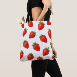 Bolso De Tela Patrón de Fresa Sin Costuras Diseño de Fruta Roja