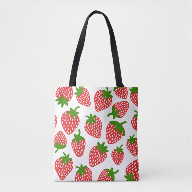 Bolso De Tela Patrón de fresa sin costuras. Ilustracion de época (Anverso)