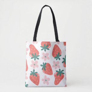 Bolso De Tela Patrón de fresa y flor