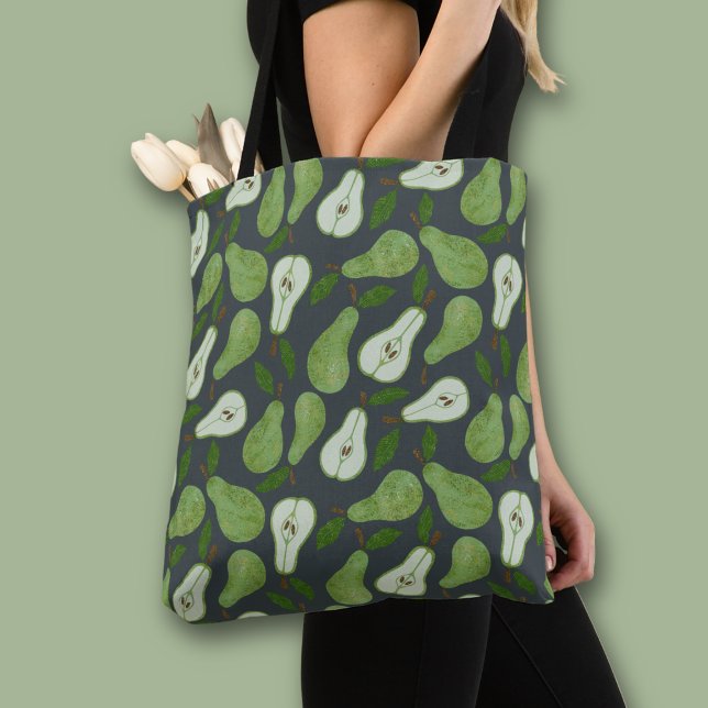Bolso De Tela patrón de fruta de pera de huerta (Orchard Pear all over print tote bag)