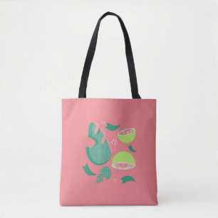 Bolso De Tela Patrón de Fruta Verde Rosa Guayaba Verde