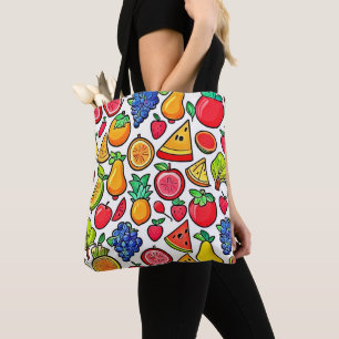 Bolso De Tela Patrón de fruta vibrante