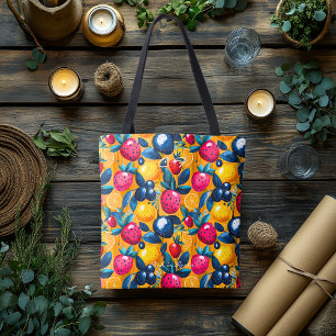 Bolso De Tela Patrón de Frutas Cálidas – Cítricos y Bayas Audace