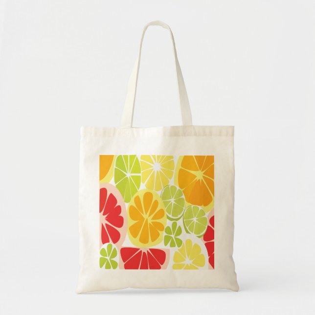 Bolso De Tela Patrón de Frutas Cítricas (Frente)