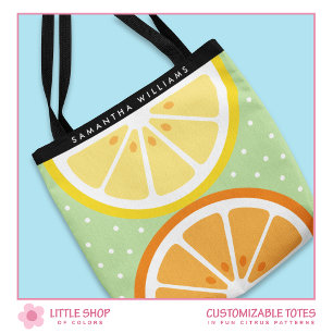Bolso De Tela Patrón de Frutas Cítricas Personalizable