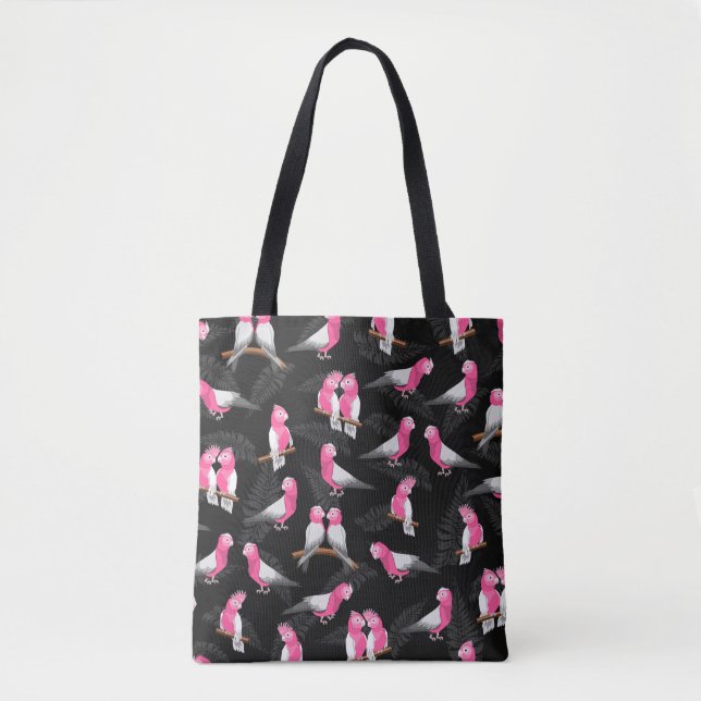 Bolso De Tela Patrón de gallos rosados (Anverso)