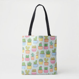 Bolso De Tela Patrón de garabatos de plantas suculentas cactus l