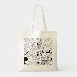 Bolso De Tela Patrón de gato adorable y corto