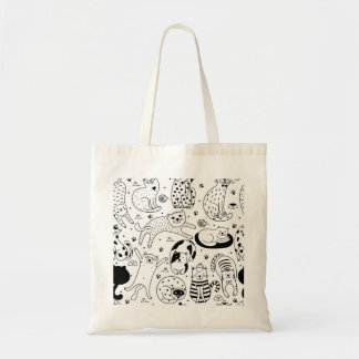 Bolso De Tela Patrón de gato adorable y corto