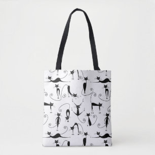 Bolso De Tela Patrón de gato negro flaco caprichoso
