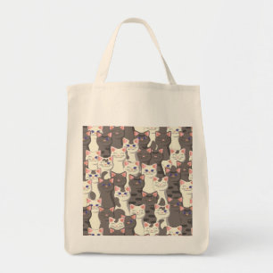 Bolso De Tela Patrón de gatos blancos y grises