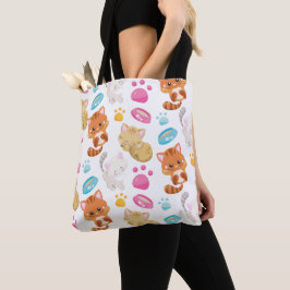 Bolso De Tela Patrón de gatos, gatos, gatitos, gatitos, patas
