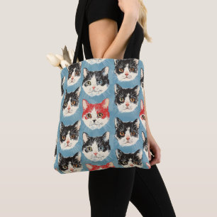 Bolso De Tela Patrón de Gatos Rojos y Negros