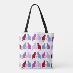 Bolso De Tela Patrón de gatos y corazones