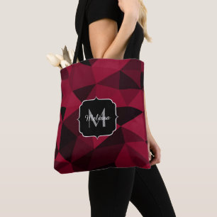 Bolso De Tela Patrón de geometría magenta rosa rojo negro Monogr