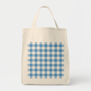 Bolso De Tela Patrón de Gingham blanco y azul claro