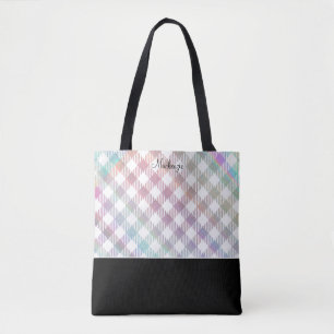 Bolso De Tela Patrón de Gingham del arco iris irlandés con monog