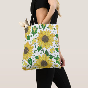 Bolso De Tela Patrón de girasol acuarela 