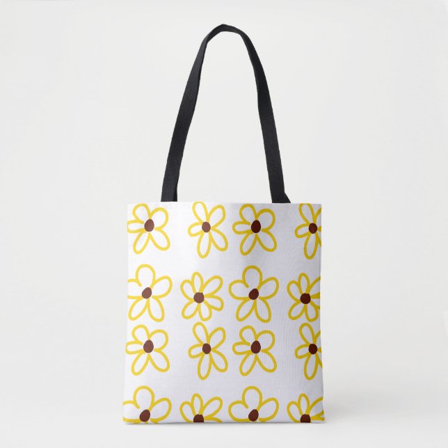 Bolso De Tela Patrón de girasol amarillo marrón flor floral boho (Anverso)