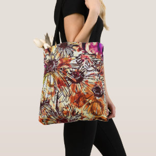 Bolso De Tela Patrón de girasol de mancha de pintura abstracta