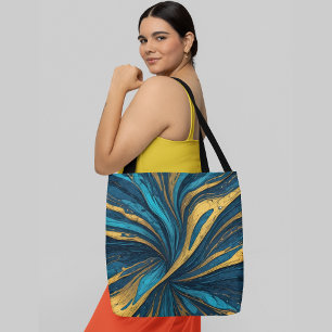 Bolso De Tela Patrón de giro abstracto con tonos azules