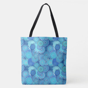 Bolso De Tela Patrón de giro fractal, azul cobalto