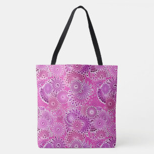 Bolso De Tela Patrón de giro fractal, tonos púrpura