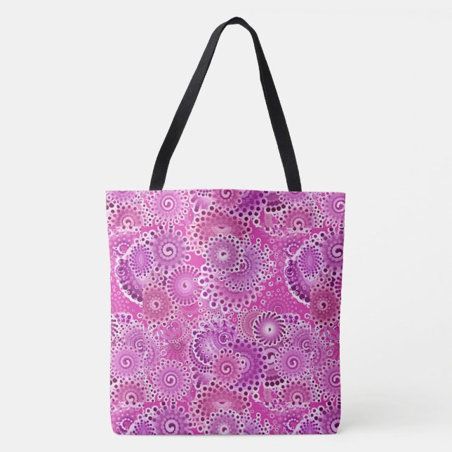 Bolso De Tela Patrón de giro fractal, tonos púrpura (Anverso)