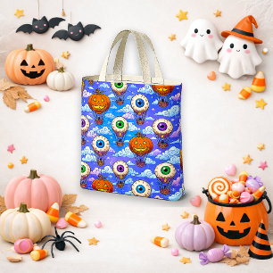 Bolso De Tela Patrón de globo de Halloween azul Truco o trato 