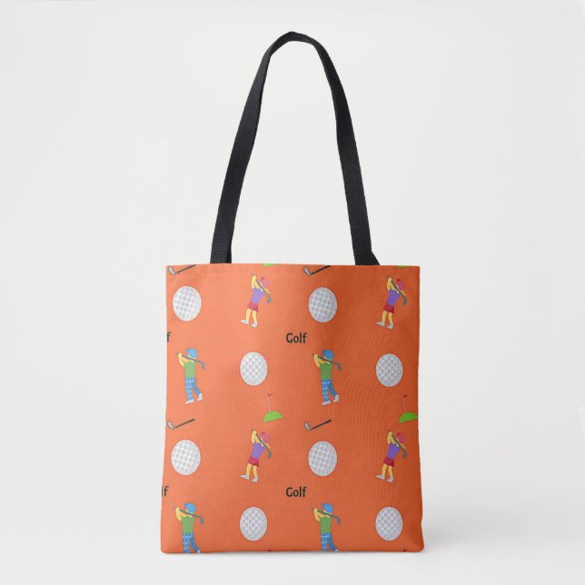 Bolso De Tela Patrón de golf en naranja (Anverso)