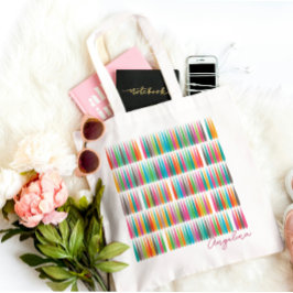 Bolso De Tela Patrón de gotas de arco iris abstracto Nombre pers