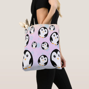 Bolso De Tela Patrón de gradiente de pingüino pastel de color