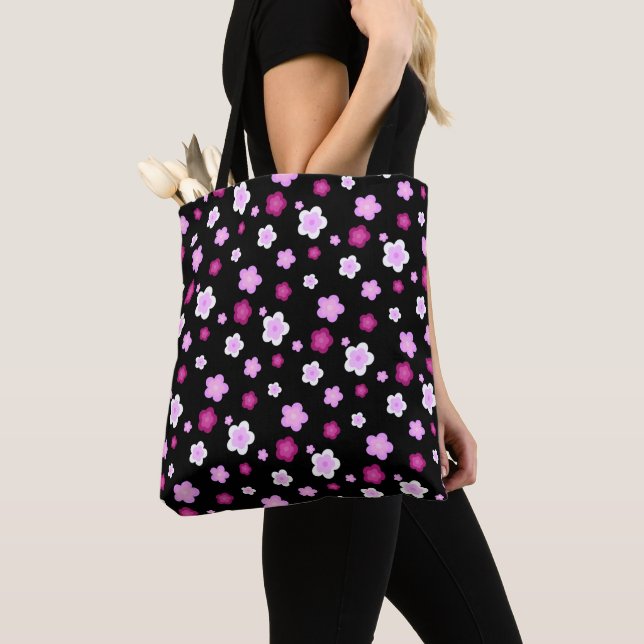Bolso De Tela Patrón de gradiente floral de flor rosada (Detalle)