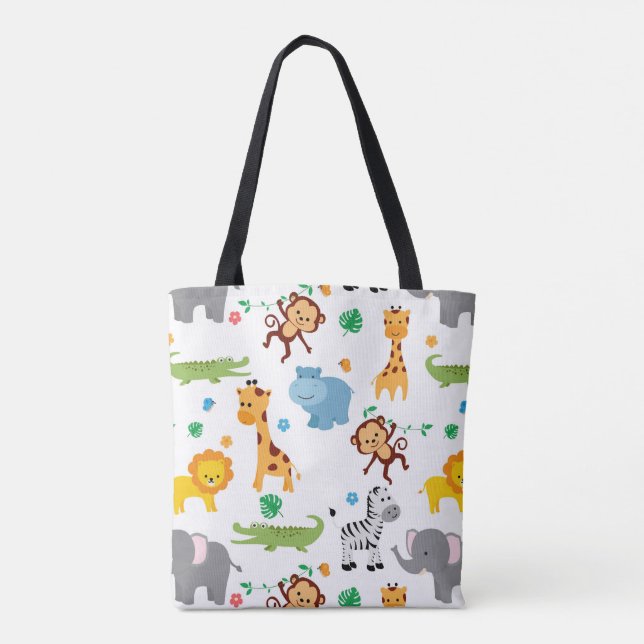 Bolso De Tela Patrón de guardería de animales salvajes (Reverso)
