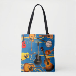 Bolso De Tela patrón de guitarra, música, estilo, blues,