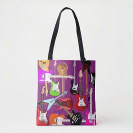 Bolso De Tela patrón de guitarra, música, estilo, púrpura,