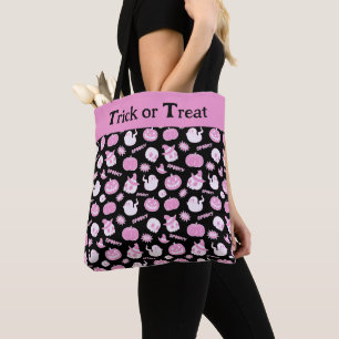 Bolso De Tela Patrón de Halloween blanco y negro