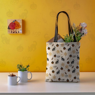 Bolso De Tela Patrón de Halloween de calabaza de gato negro lind