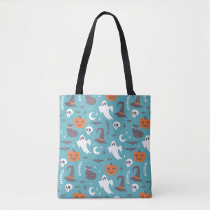 Bolso De Tela Patrón de Halloween de dibujos Verde azulados dive