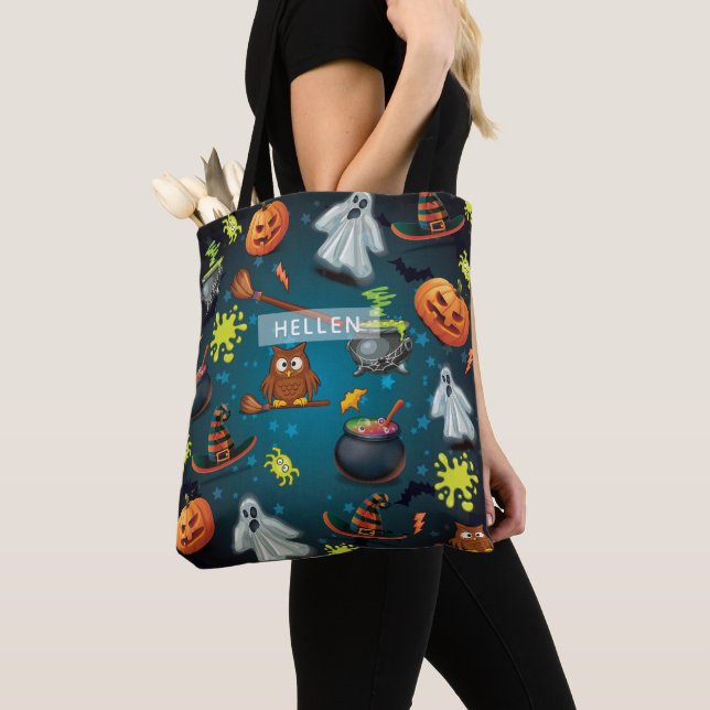 Bolso De Tela Patrón de Halloween personalizado (Detalle)