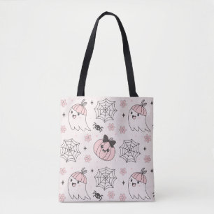 Bolso De Tela Patrón de Halloween rosa kawaii con fantasma, cala