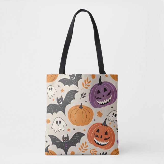 Bolso De Tela Patrón de Halloween y otoño (Anverso)