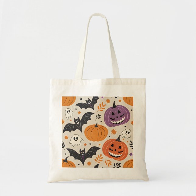 Bolso De Tela Patrón de Halloween y otoño (Frente)