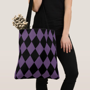 Bolso De Tela Patrón de Harlequin morado y negro